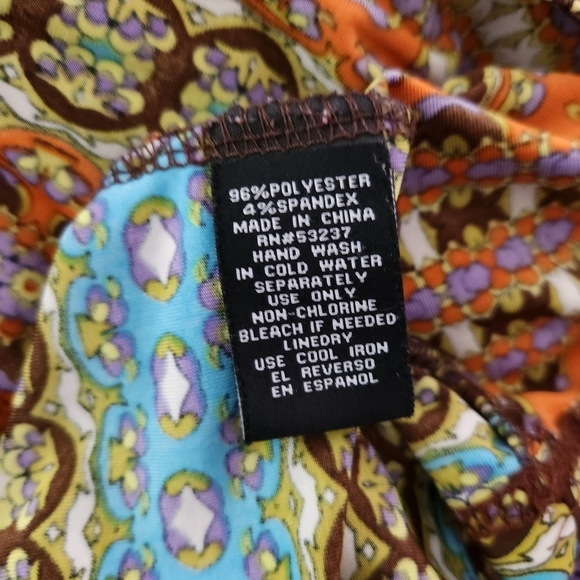 Mlle Gabrielle Women's 2X Maxi Dress Multi Color Tie around Neck - Picture 11 of 11